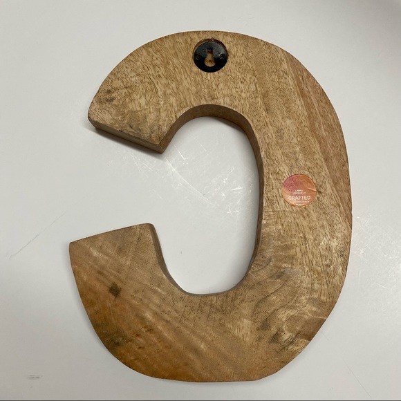 Wood Initial C Wall or Shelf Decor Boho - Picture 3 of 4